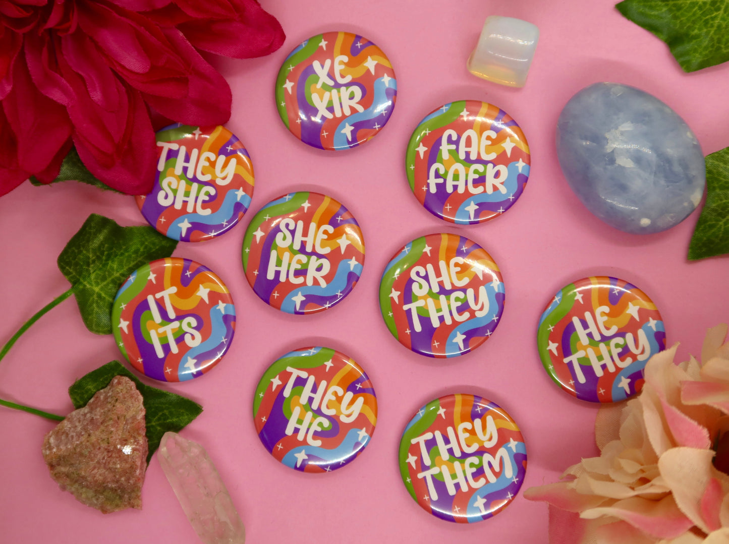 Rainbow Pronoun Pins