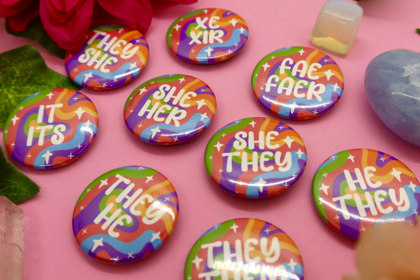 Rainbow Pronoun Pins