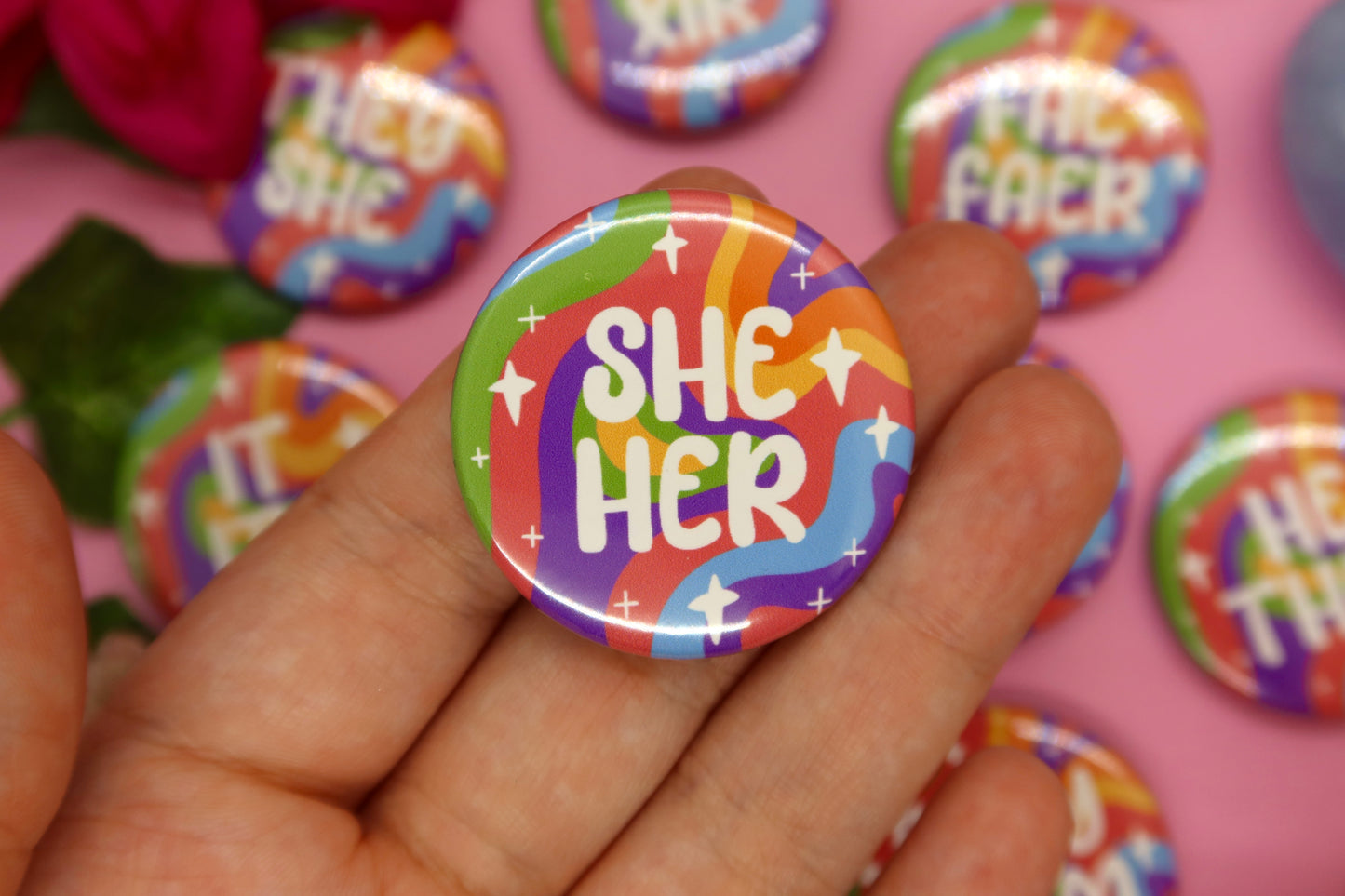 Rainbow Pronoun Pins