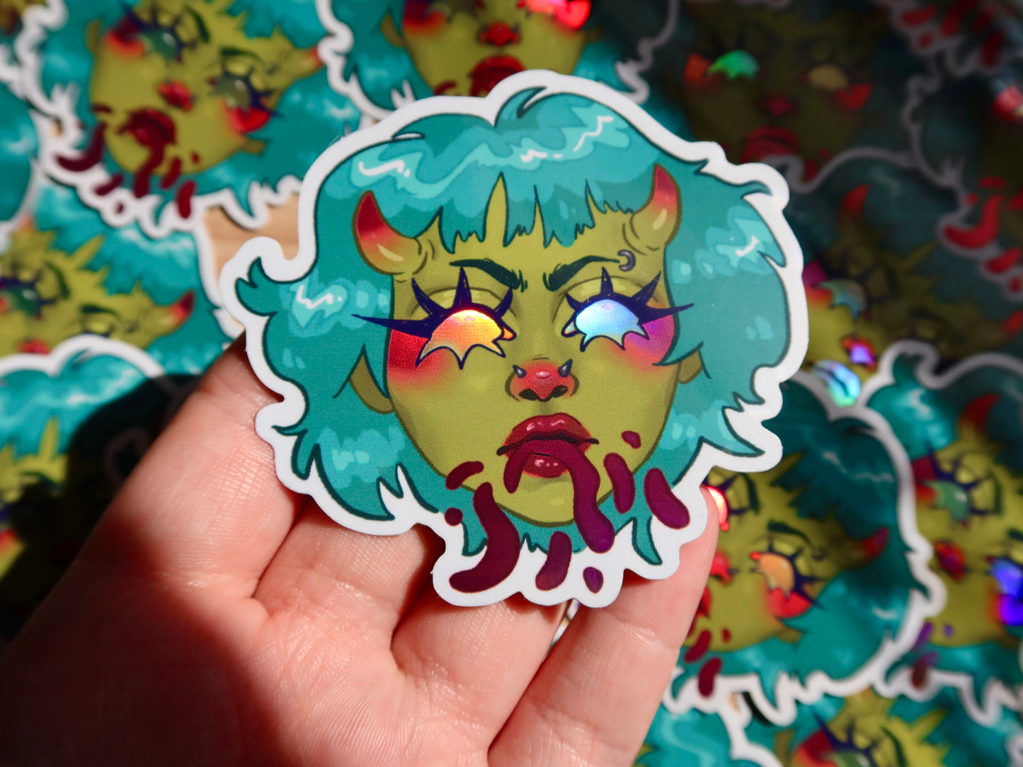 Holo Demon Girl Sticker