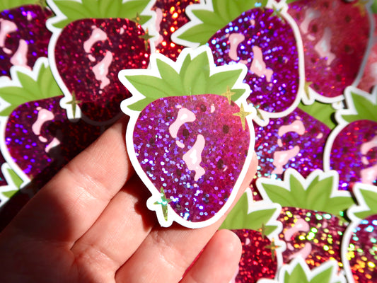 Holo Glitter Strawberry Sticker