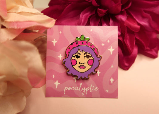 Strawberry Hat Enamel Pin