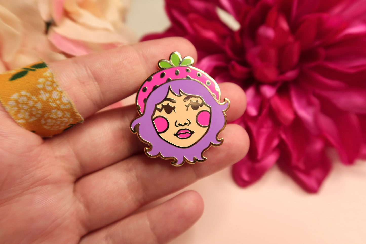 Strawberry Hat Enamel Pin