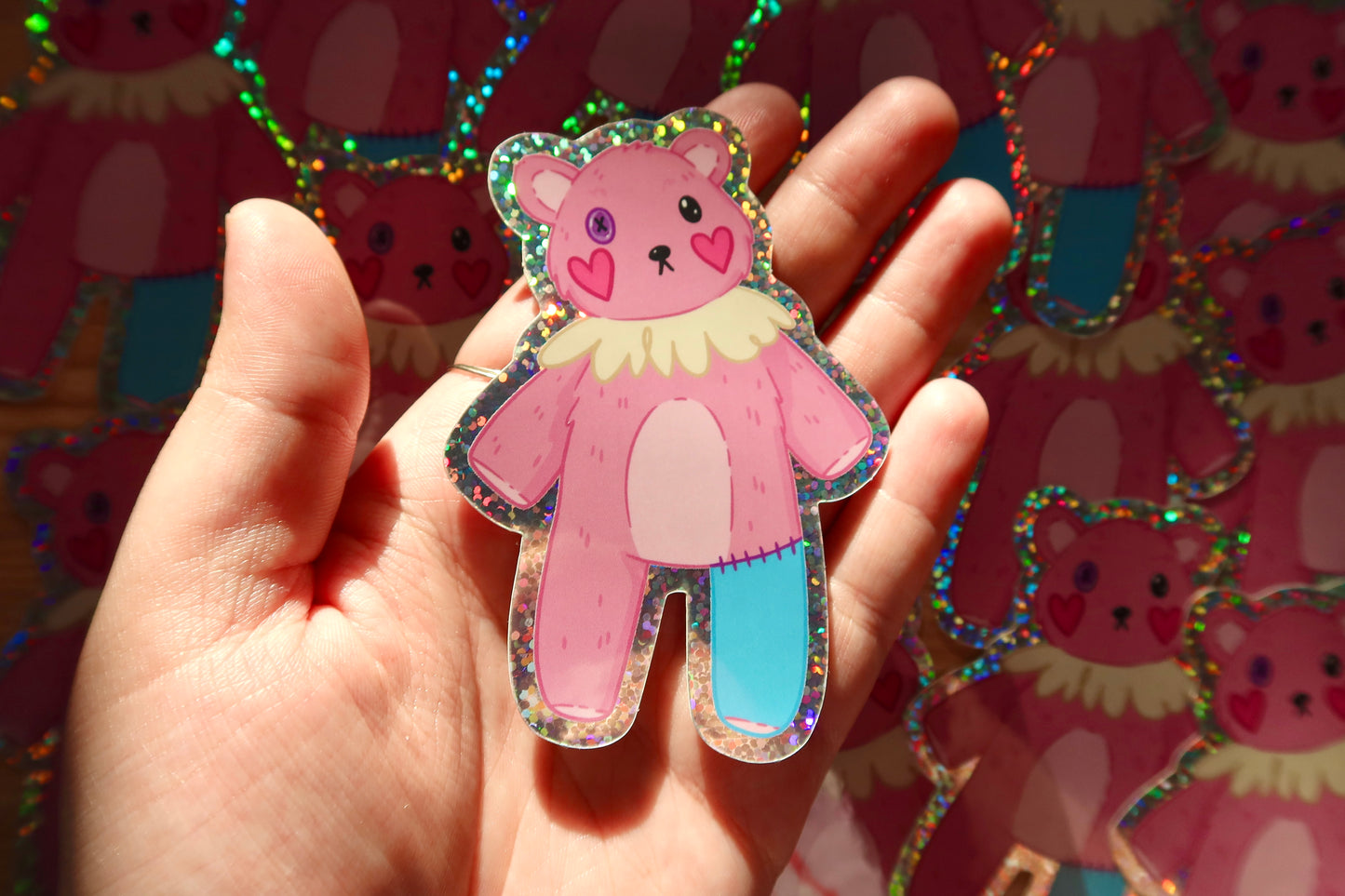 Teddy Bear Glitter Sticker