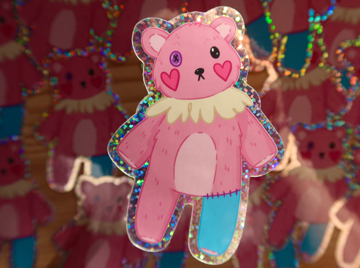 Teddy Bear Glitter Sticker