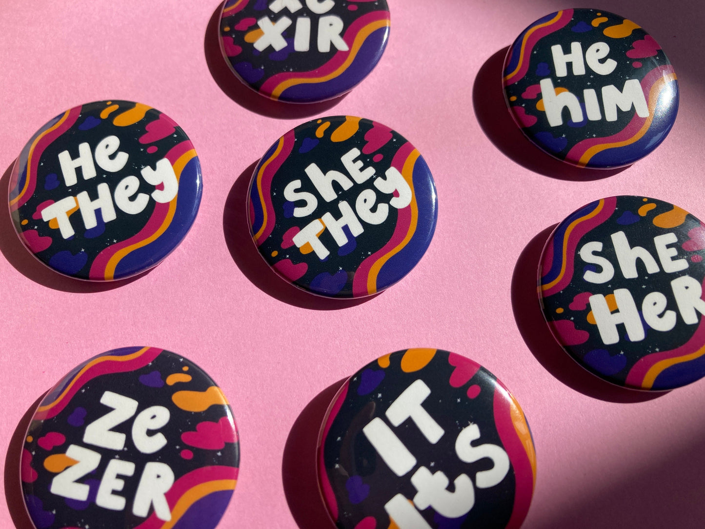 Spacey Pronoun Pins