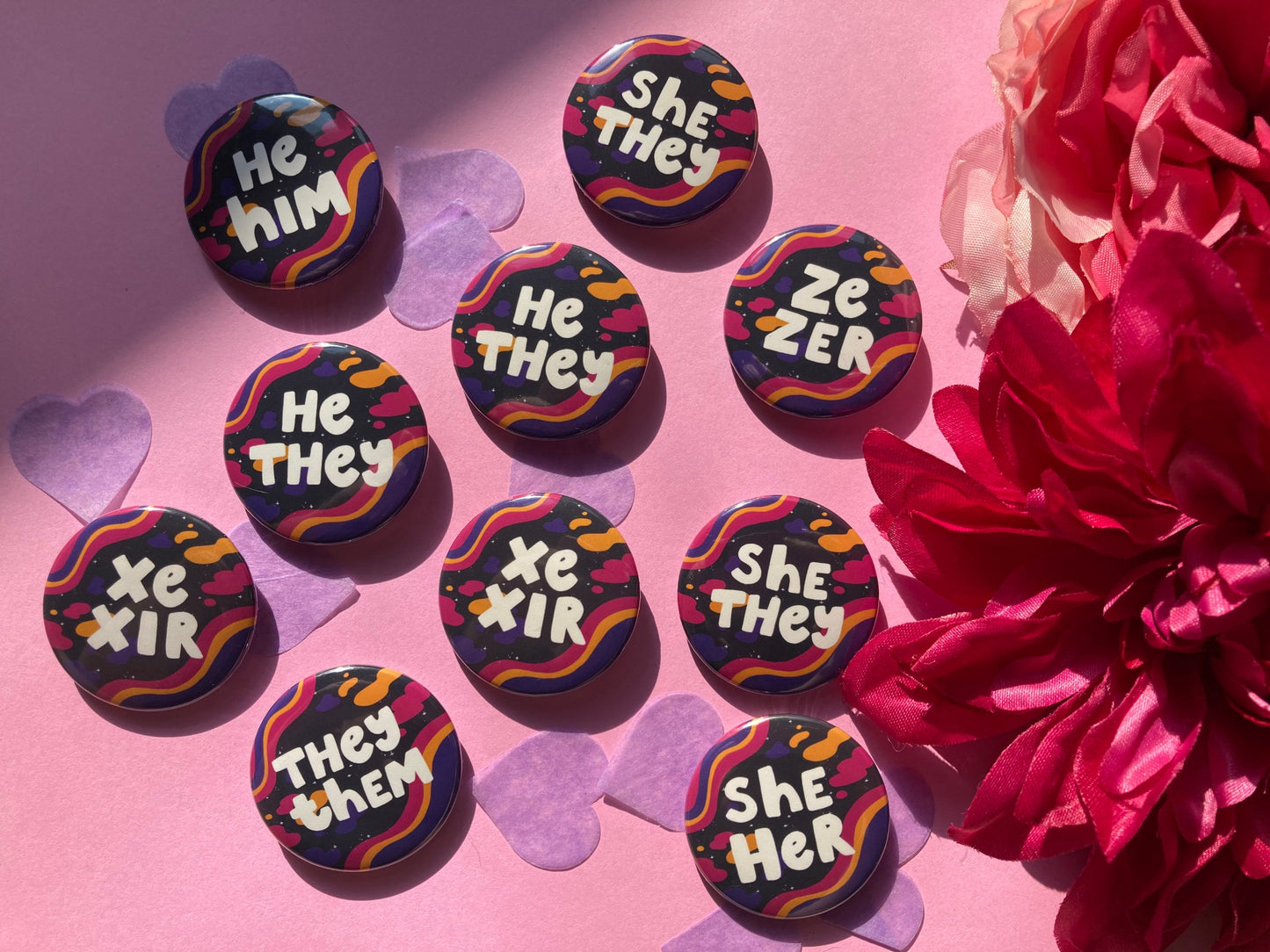 Spacey Pronoun Pins