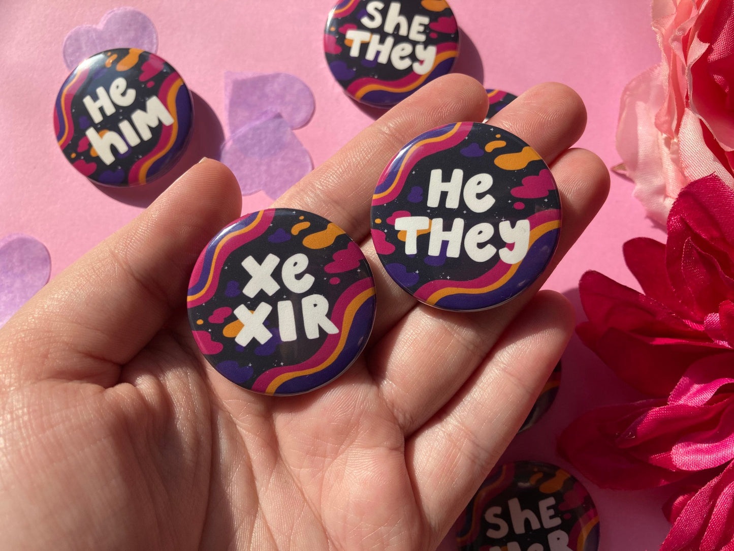 Spacey Pronoun Pins