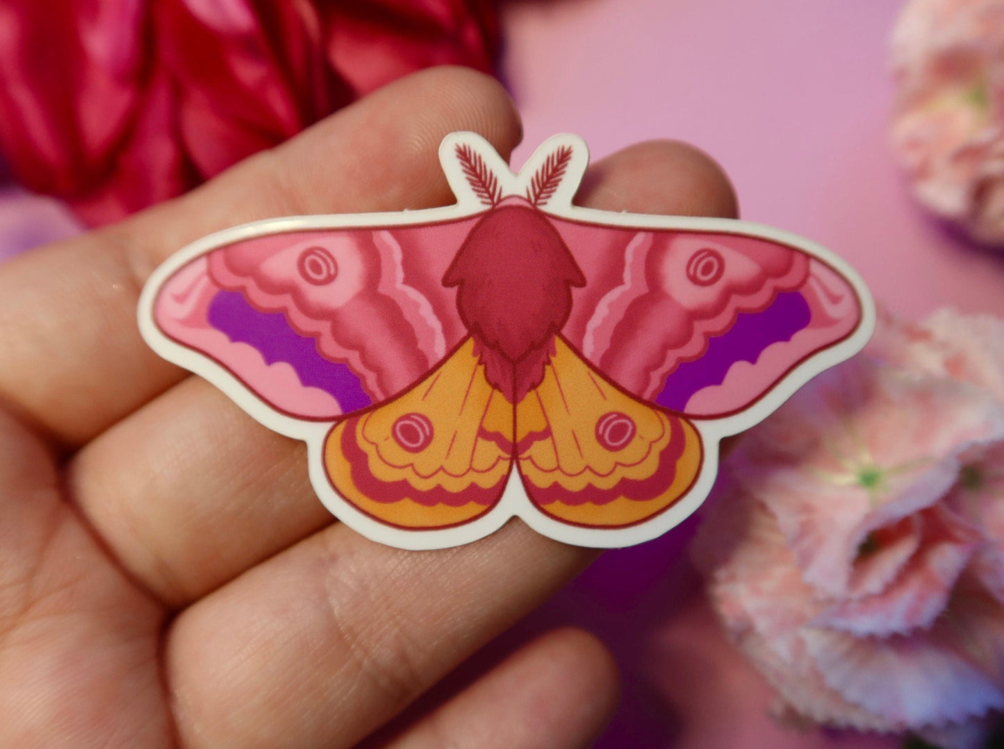 Pink Moth Vinyl Sticker