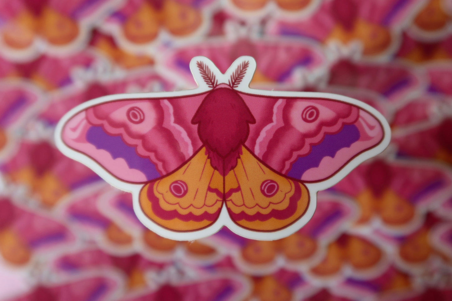 Pink Moth Vinyl Sticker